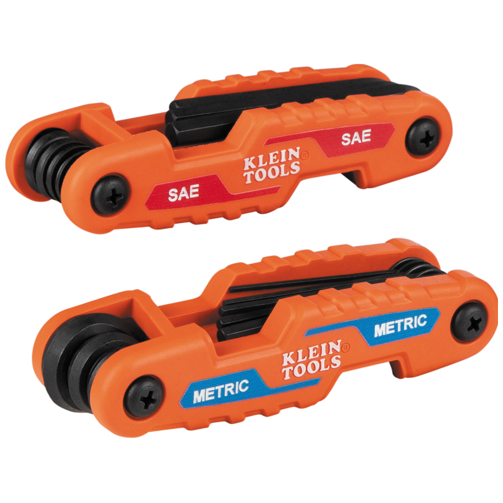 KLEIN  Folding Hex Key Set, SAE and Met - Straps